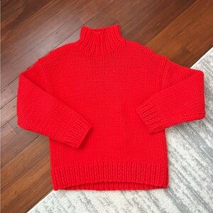 Tory Sport Chunky Red Knit Turtleneck Sweater